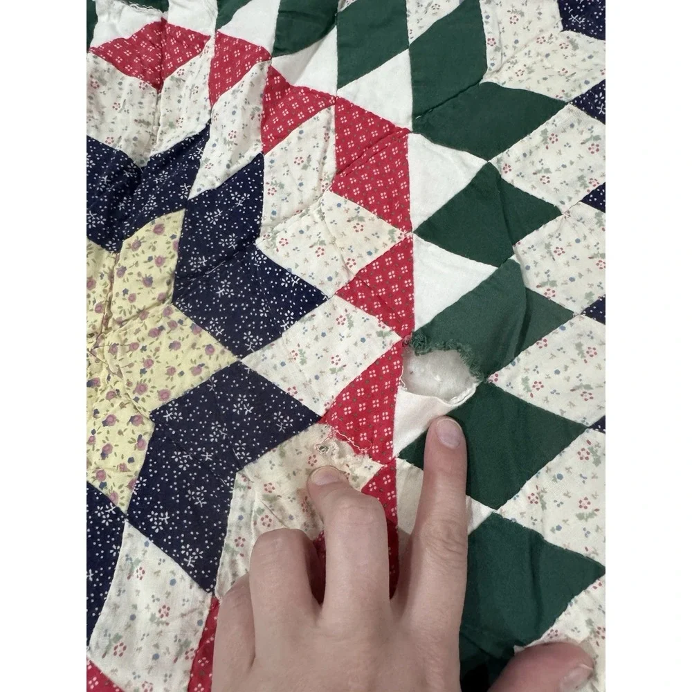 VTG Arch Quilts Elmsford NY Broken Star Patchwork Hand Quilted 92x82 Cottage